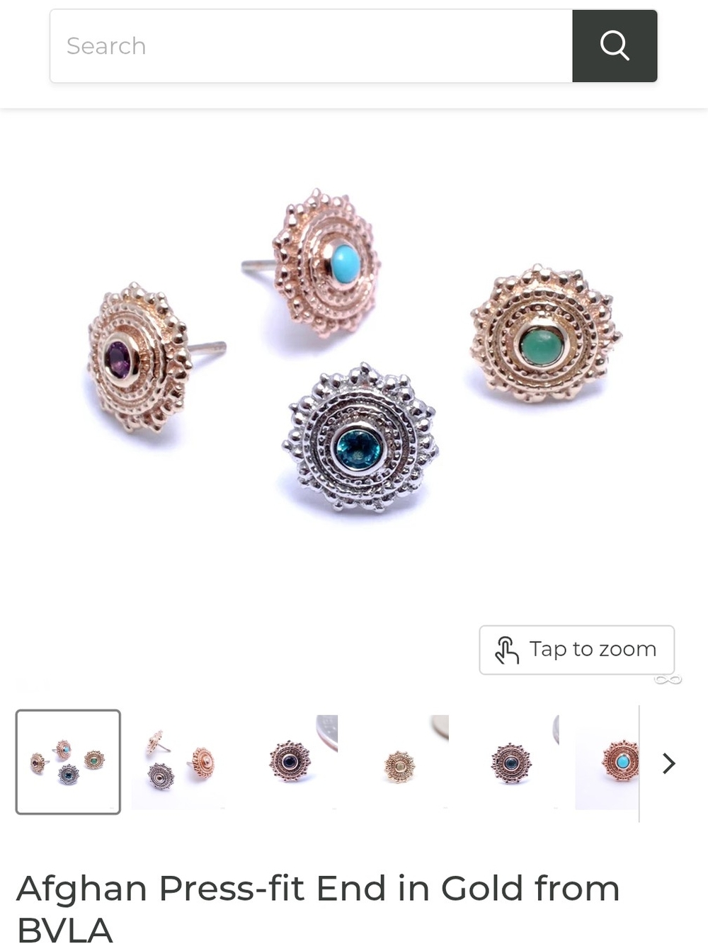 Afghan Thread-Fit End Stud - Gold with Sapphire Gemstone